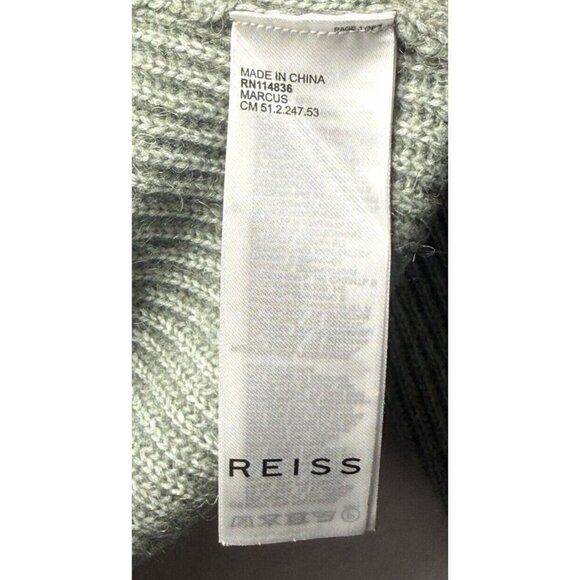 REISS Marcus Crew Neck Ribbed Jumper Top in Sage Sz XL Men's Wool Alpaca Sweater - Picture 6 of 11